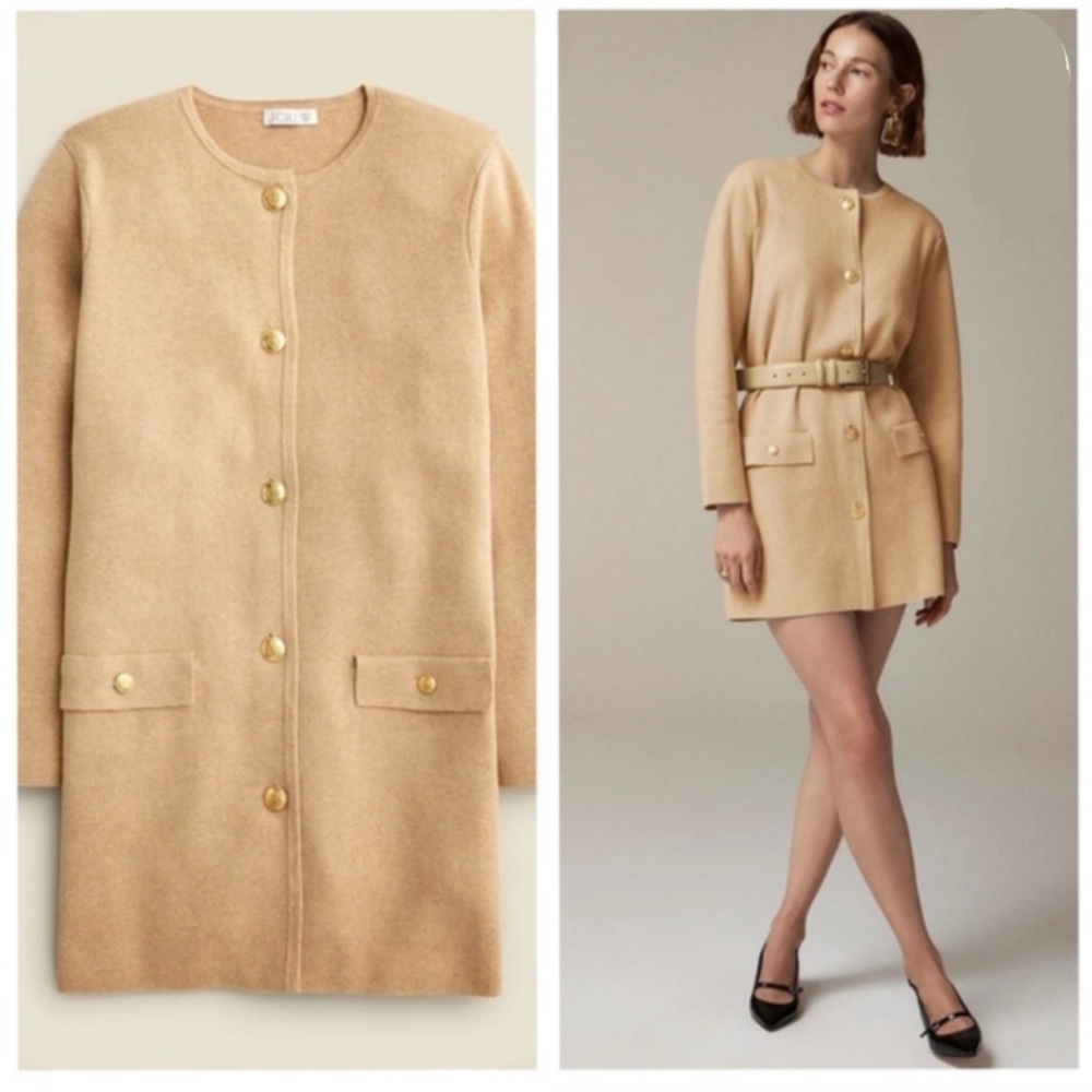 J. Crew Long Giselle Sweater‎ Blazer Dress Cardigan Women’s Medium Heather Khaki